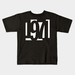 1971 Funky Overlapping Reverse Numbers for Dark Backgrounds Kids T-Shirt